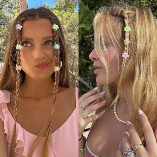 100Pcs Mini Flower Hair Clips for Women & Girls – Colorful Small Claw Clips with Strong Grip, Glitter Baby Hair Clip for Fine Hair, Toddler Hair Accessories - görsel 13
