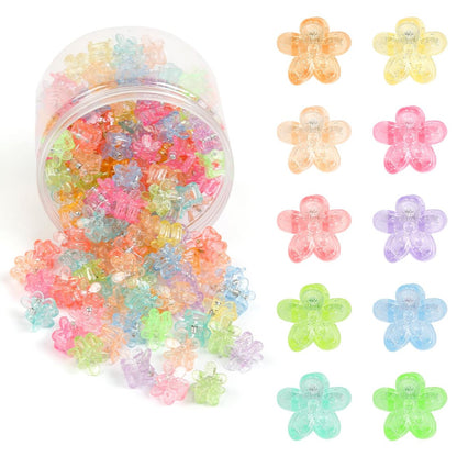 100Pcs Mini Flower Hair Clips for Women & Girls – Colorful Small Claw Clips with Strong Grip, Glitter Baby Hair Clip for Fine Hair, Toddler Hair Accessories