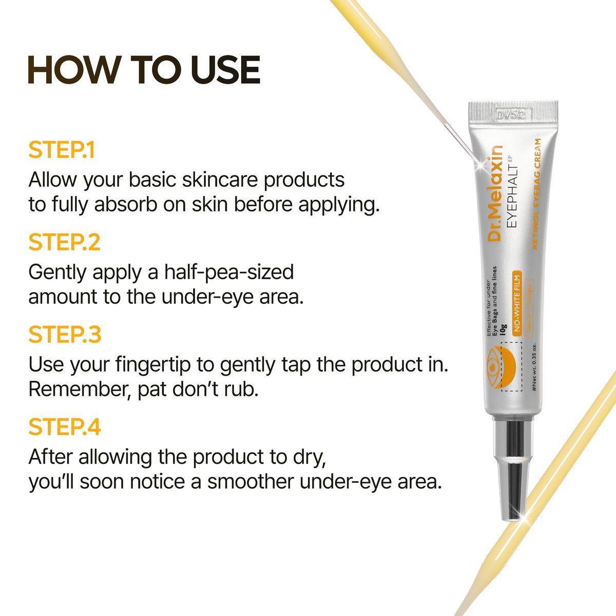 Dr.Melaxin Retinol Eyebag Cream – Puffiness, Dark Circles & Fine Lines Treatment with EGF, Niacinamide & Ceramide, 0.35 Fl Oz Avelisse