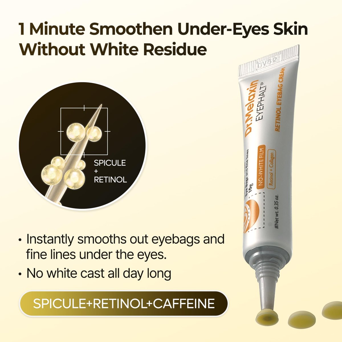 Dr.Melaxin Retinol Eyebag Cream – Puffiness, Dark Circles & Fine Lines Treatment with EGF, Niacinamide & Ceramide, 0.35 Fl Oz Avelisse