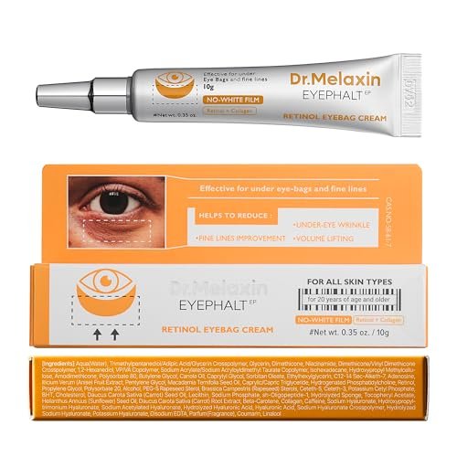 Dr.Melaxin Retinol Eyebag Cream – Puffiness, Dark Circles & Fine Lines Treatment with EGF, Niacinamide & Ceramide, 0.35 Fl Oz Avelisse