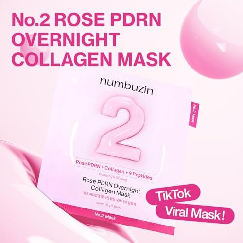 numbuzin No.2 Overnight Face Mask - Rose PDRN Overnight Collagen Mask for Korean Glass Skin - Hydrating, Firming, Pore Care - 4 Pack - görsel 4