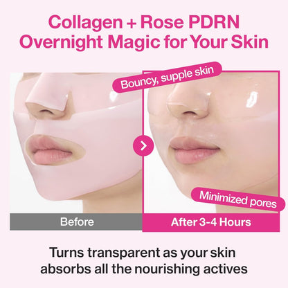 numbuzin No.2 Overnight Face Mask - Rose PDRN Overnight Collagen Mask for Korean Glass Skin - Hydrating, Firming, Pore Care - 4 Pack