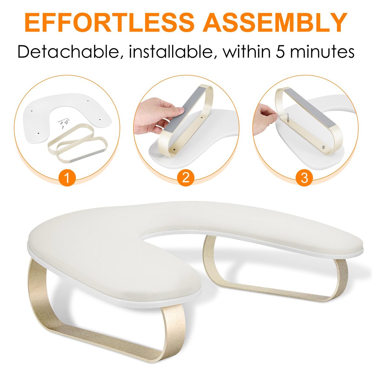 AONOLOVO Upgraded 10° Inclined U-Shaped Manicure Nail Arm Rest Stand with Aluminum Alloy Holder - Off White Avelisse