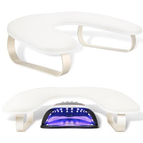 AONOLOVO Upgraded 10° Inclined U-Shaped Manicure Nail Arm Rest Stand with Aluminum Alloy Holder - Off White Avelisse