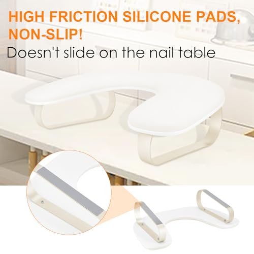 AONOLOVO Upgraded 10° Inclined U-Shaped Manicure Nail Arm Rest Stand with Aluminum Alloy Holder - Off White Avelisse