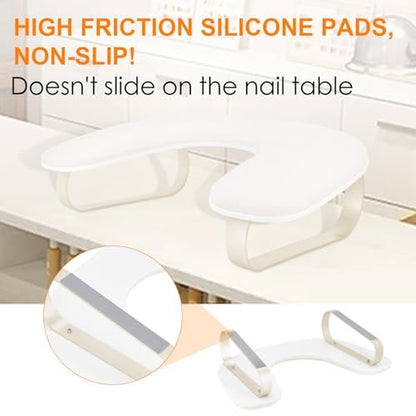 AONOLOVO Upgraded 10° Inclined U-Shaped Manicure Nail Arm Rest Stand with Aluminum Alloy Holder - Off White Avelisse