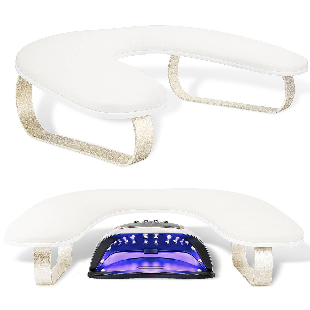 AONOLOVO Upgraded 10° Inclined U-Shaped Manicure Nail Arm Rest Stand with Aluminum Alloy Holder - Off White Avelisse