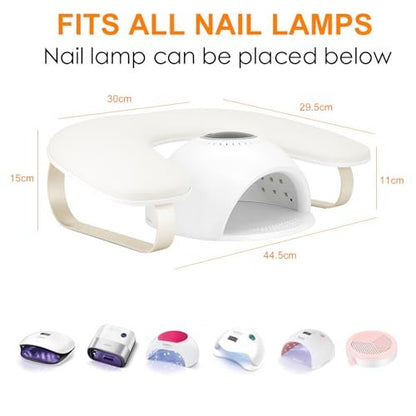 AONOLOVO Upgraded 10° Inclined U-Shaped Manicure Nail Arm Rest Stand with Aluminum Alloy Holder - Off White Avelisse