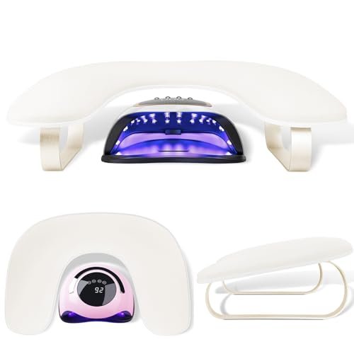 AONOLOVO Upgraded 10° Inclined U-Shaped Manicure Nail Arm Rest Stand with Aluminum Alloy Holder - Off White Avelisse