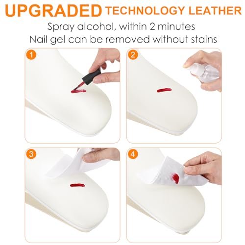 AONOLOVO Upgraded 10° Inclined U-Shaped Manicure Nail Arm Rest Stand with Aluminum Alloy Holder - Off White Avelisse