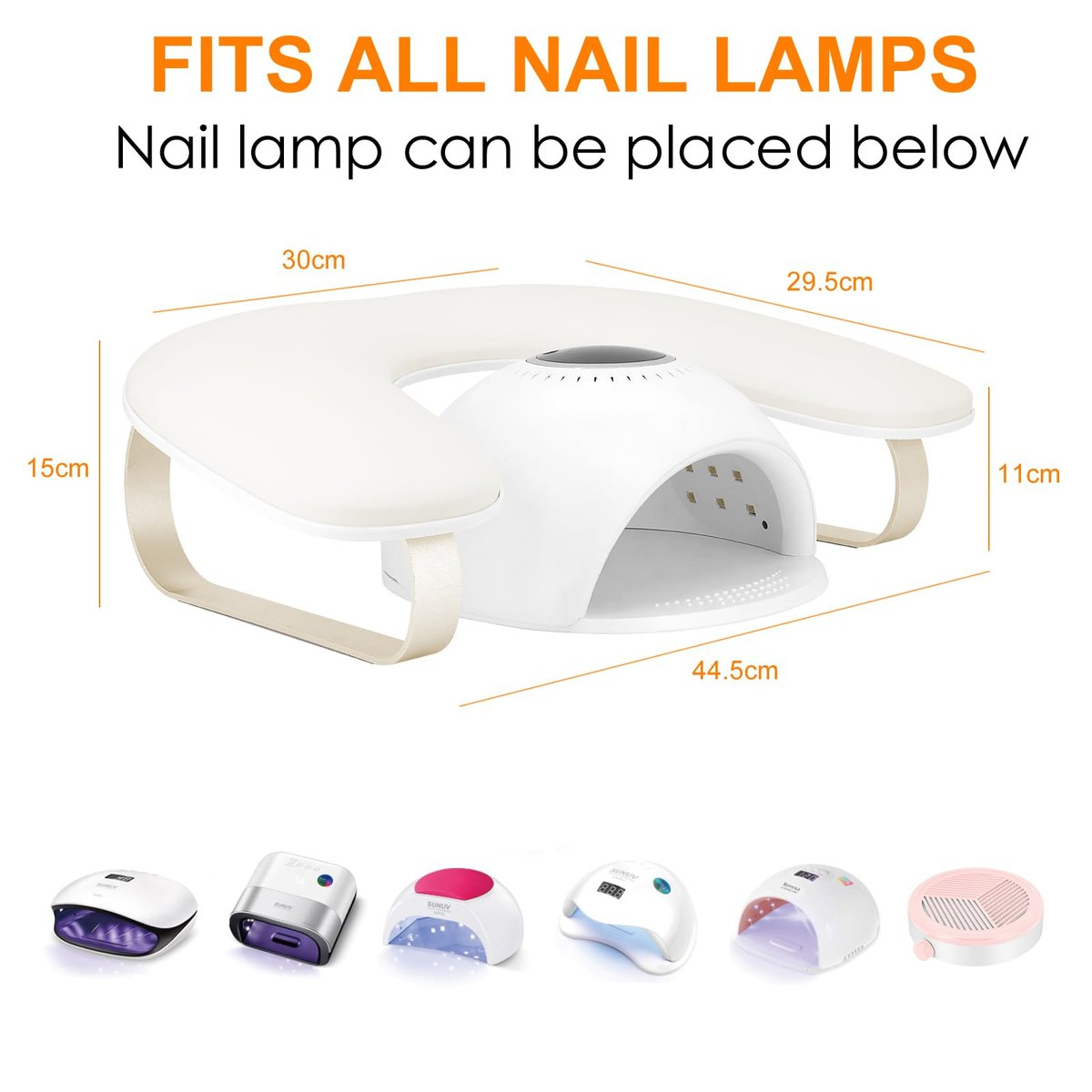 AONOLOVO Upgraded 10° Inclined U-Shaped Manicure Nail Arm Rest Stand with Aluminum Alloy Holder - Off White Avelisse