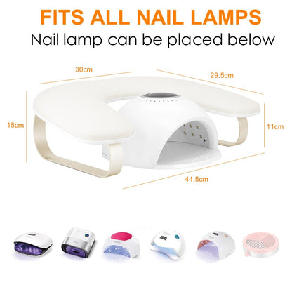AONOLOVO Upgraded 10° Inclined U-Shaped Manicure Nail Arm Rest Stand with Aluminum Alloy Holder - Off White Avelisse