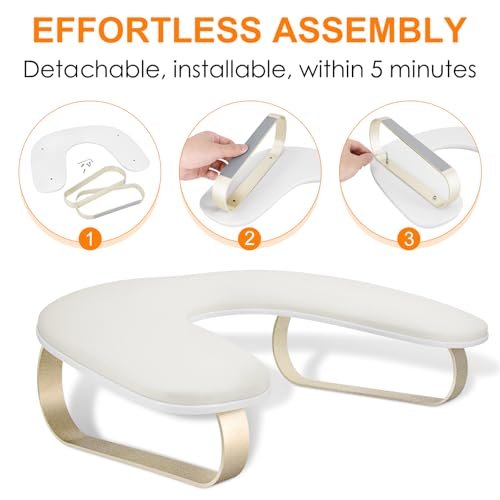 AONOLOVO Upgraded 10° Inclined U-Shaped Manicure Nail Arm Rest Stand with Aluminum Alloy Holder - Off White Avelisse