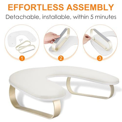 AONOLOVO Upgraded 10° Inclined U-Shaped Manicure Nail Arm Rest Stand with Aluminum Alloy Holder - Off White Avelisse