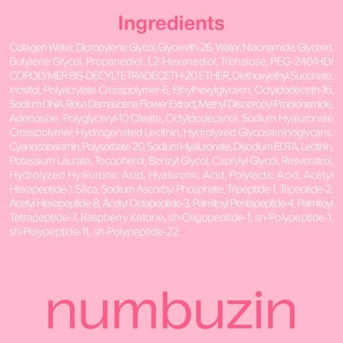 numbuzin No.2 Rose PDRN Collagen Plumping Serum - Hydrating & Firming Serum with Peptides for Plump, Glowing Skin - Korean Skincare, 1.01 fl oz (30ml) Avelisse