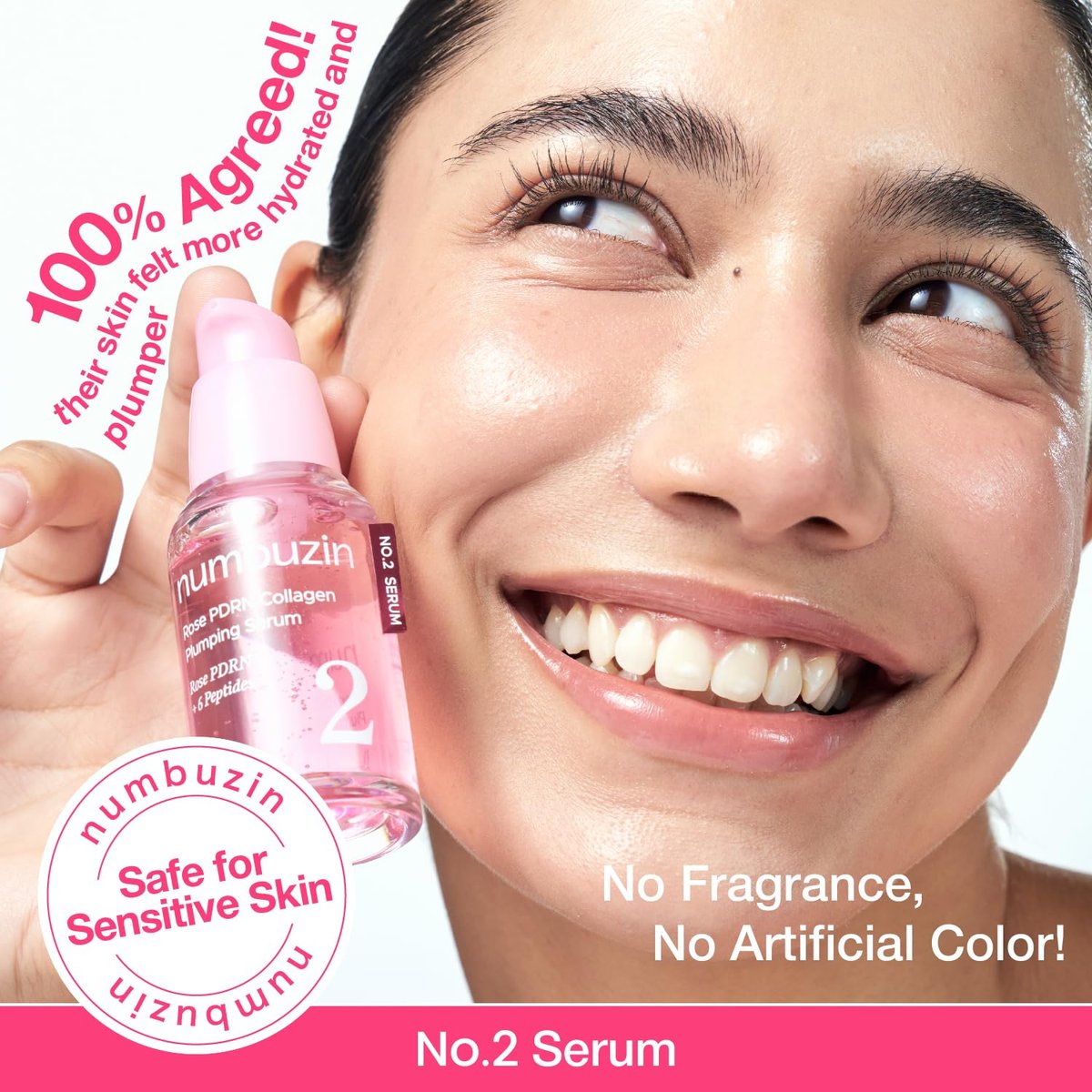 numbuzin No.2 Rose PDRN Collagen Plumping Serum - Hydrating & Firming Serum with Peptides for Plump, Glowing Skin - Korean Skincare, 1.01 fl oz (30ml) Avelisse