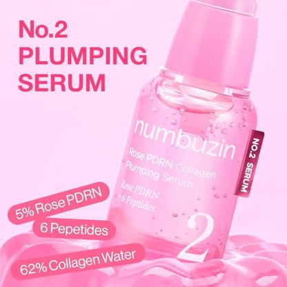 numbuzin No.2 Rose PDRN Collagen Plumping Serum - Hydrating & Firming Serum with Peptides for Plump, Glowing Skin - Korean Skincare, 1.01 fl oz (30ml) Avelisse
