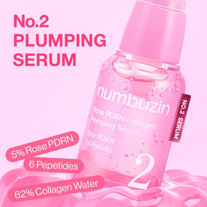 numbuzin No.2 Rose PDRN Collagen Plumping Serum - Hydrating & Firming Serum with Peptides for Plump, Glowing Skin - Korean Skincare, 1.01 fl oz (30ml) Avelisse