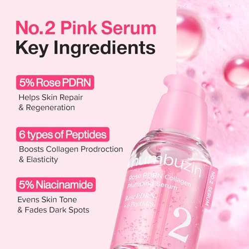 numbuzin No.2 Rose PDRN Collagen Plumping Serum - Hydrating & Firming Serum with Peptides for Plump, Glowing Skin - Korean Skincare, 1.01 fl oz (30ml) Avelisse
