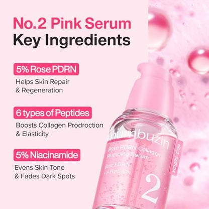 numbuzin No.2 Rose PDRN Collagen Plumping Serum - Hydrating & Firming Serum with Peptides for Plump, Glowing Skin - Korean Skincare, 1.01 fl oz (30ml) Avelisse