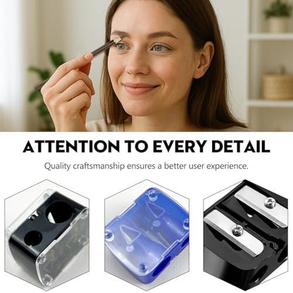 5 PCS Cosmetic Pencil Sharpeners – Dual Hole Lip, Eyeliner & Brow Pencil Sharpener, Compact Portable Multi-Color Set