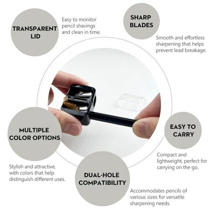 5 PCS Cosmetic Pencil Sharpeners – Dual Hole Lip, Eyeliner & Brow Pencil Sharpener, Compact Portable Multi-Color Set