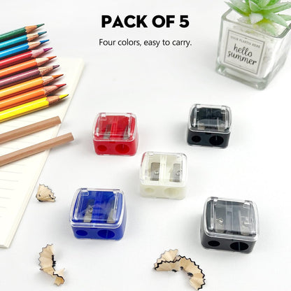 5 PCS Cosmetic Pencil Sharpeners – Dual Hole Lip, Eyeliner & Brow Pencil Sharpener, Compact Portable Multi-Color Set