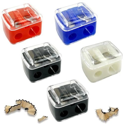 5 PCS Cosmetic Pencil Sharpeners – Dual Hole Lip, Eyeliner & Brow Pencil Sharpener, Compact Portable Multi-Color Set