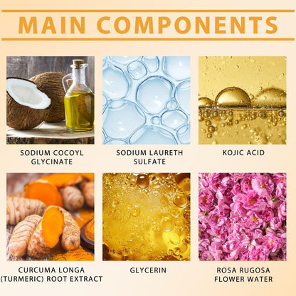 4-Piece Turmeric Wash and Care Set: Facial Cleanser, Soap Bar, and Face Scrub Pads for Deep Cleansing Avelisse