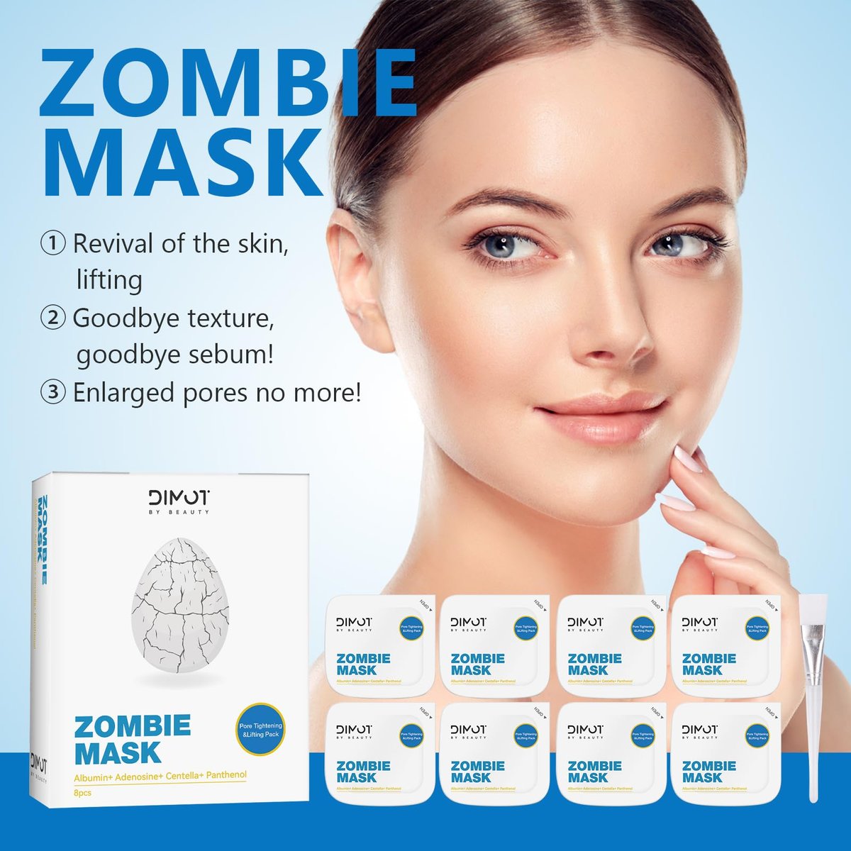ANCAI 2025 New Zombie Facial Mask – Hydrating Clay Mud Mask for Pore Tightening & Lifting (1 Box, 8 Pcs) - görsel 11