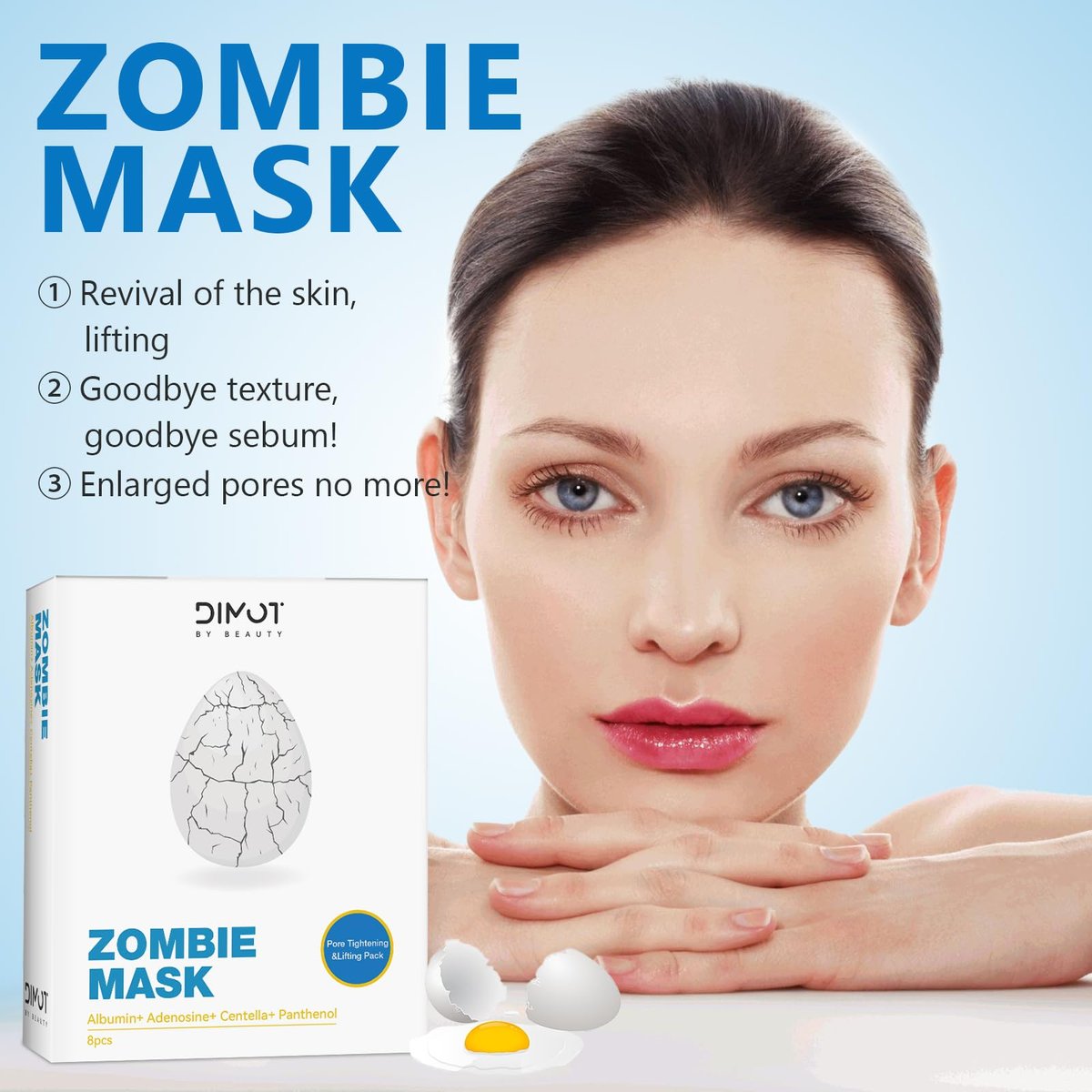 ANCAI 2025 New Zombie Facial Mask – Hydrating Clay Mud Mask for Pore Tightening & Lifting (1 Box, 8 Pcs) - görsel 5