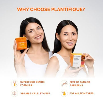 PLANTIFIQUE Kojic Acid and Turmeric Pads for Dark Spots – Lab Tested – 60 Face Cleansing Pads with Ceramides, Niacinamide & Vitamin C Avelisse