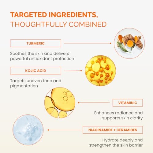 PLANTIFIQUE Kojic Acid and Turmeric Pads for Dark Spots – Lab Tested – 60 Face Cleansing Pads with Ceramides, Niacinamide & Vitamin C Avelisse