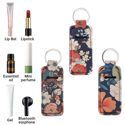 Caiqicome Chapstick Holder Keychain Portable Lip Balm Holder Key Chain with Clip - Lip Gloss Holders Keychain Lip Balm Sleeve Pouch Organizer for Women Girls