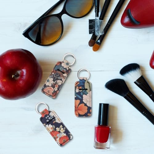 Caiqicome Chapstick Holder Keychain Portable Lip Balm Holder Key Chain with Clip - Lip Gloss Holders Keychain Lip Balm Sleeve Pouch Organizer for Women Girls - görsel 12