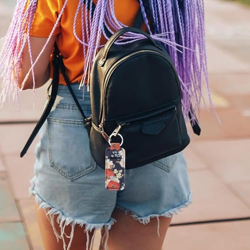 Caiqicome Chapstick Holder Keychain Portable Lip Balm Holder Key Chain with Clip - Lip Gloss Holders Keychain Lip Balm Sleeve Pouch Organizer for Women Girls - görsel 10