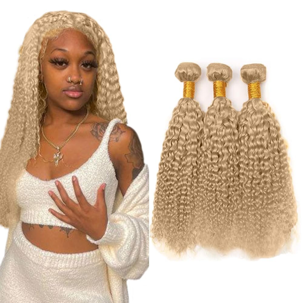 #22 Ash Blonde Water Wave Human Hair Bundles 16 18 20 Inch Unprocessed Brazilian Virgin Hair 3 Bundle Set 50g Each - görsel 1