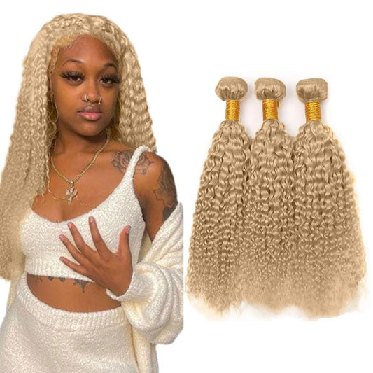 #22 Ash Blonde Water Wave Human Hair Bundles 16 18 20 Inch Unprocessed Brazilian Virgin Hair 3 Bundle Set 50g Each