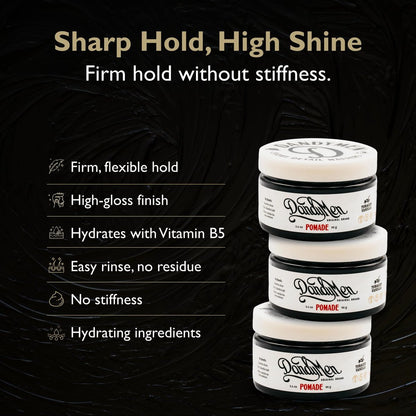 DandyMen Pomade – Strong Hold, High Shine, Hydrating Formula with Pro-Vitamin B5 – Tobacco Vanilla Scent – 4 oz Avelisse