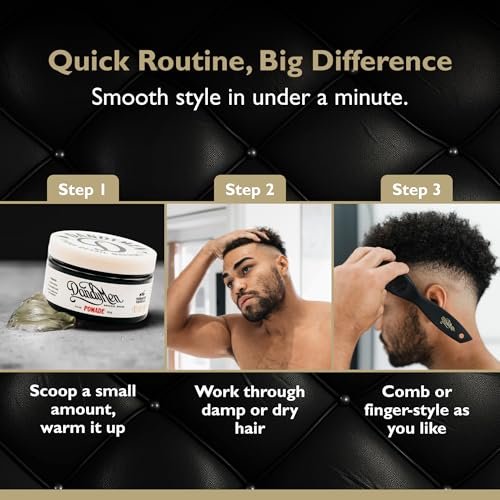 DandyMen Pomade – Strong Hold, High Shine, Hydrating Formula with Pro-Vitamin B5 – Tobacco Vanilla Scent – 4 oz Avelisse