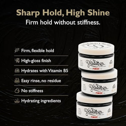 DandyMen Pomade – Strong Hold, High Shine, Hydrating Formula with Pro-Vitamin B5 – Tobacco Vanilla Scent – 4 oz Avelisse