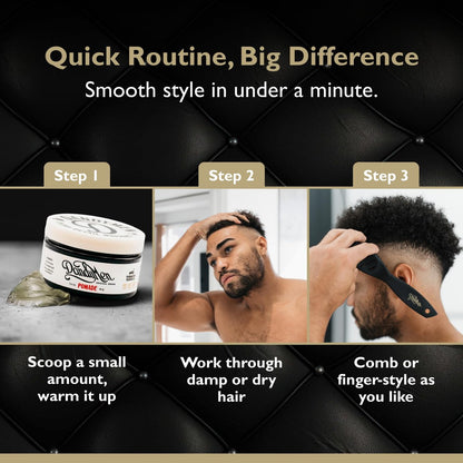 DandyMen Pomade – Strong Hold, High Shine, Hydrating Formula with Pro-Vitamin B5 – Tobacco Vanilla Scent – 4 oz Avelisse