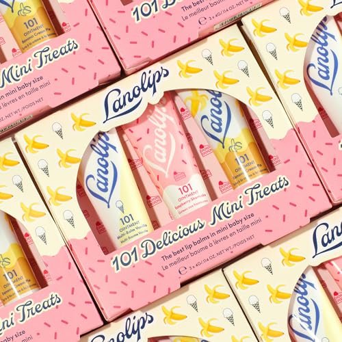 Lanolips 101 Delicious Mini Treats Gift Set - Limited Edition Lanolin Lip Balm Trio in Vanilla, Raspberry Shortcake & Banana Cream Pie Avelisse