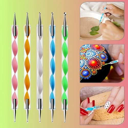 5-Piece Dual-Tipped Silicone Nail Art Pens Set - Professional 2-Way Dotting Tools for Resin, Foil, Carving & Drawing - Home & Salon Nail Design Kit - görsel 6