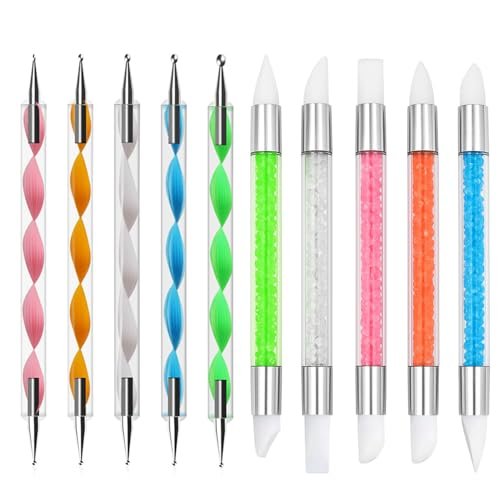 5-Piece Dual-Tipped Silicone Nail Art Pens Set - Professional 2-Way Dotting Tools for Resin, Foil, Carving & Drawing - Home & Salon Nail Design Kit - görsel 2
