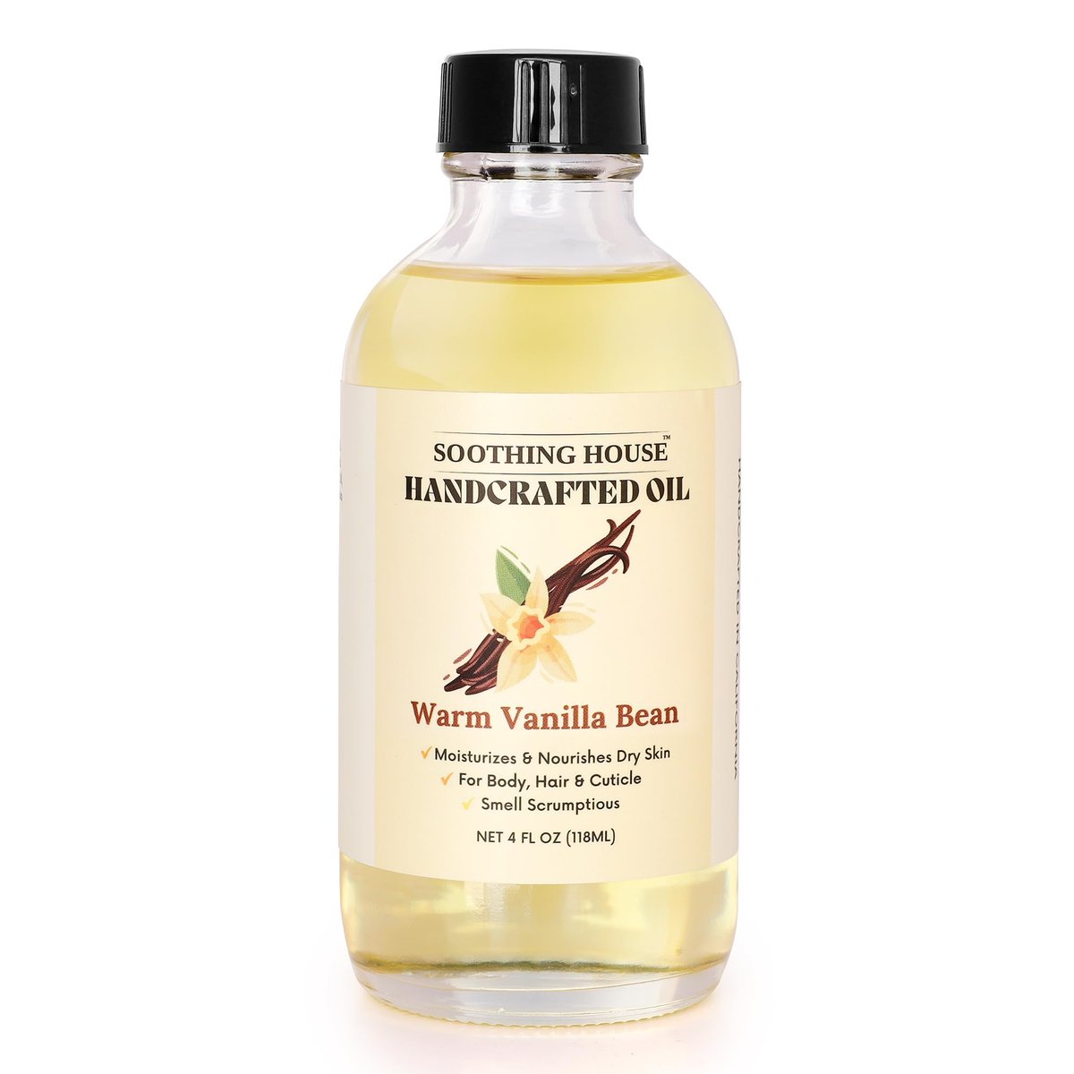 Soothing House Warm Vanilla Bean Body Oil - Moisturizing Body Oil with Almond & Jojoba Oil for Soft, Glowing Skin (4 fl oz) - görsel 3
