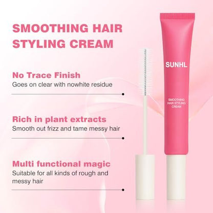 Sunnyholiday Styling Cream for Hair – Taming Wand 3-in-1 Formula Controls Flyaways, Smooths Frizz & Styles Edges – Lightweight Hold, No Flaking – Slick Back Hair Products for All Hair Types (0.6 oz)