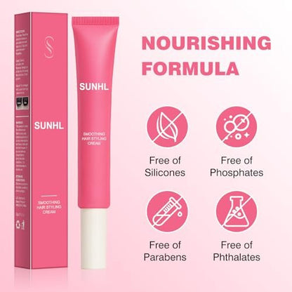 Sunnyholiday Styling Cream for Hair – Taming Wand 3-in-1 Formula Controls Flyaways, Smooths Frizz & Styles Edges – Lightweight Hold, No Flaking – Slick Back Hair Products for All Hair Types (0.6 oz)