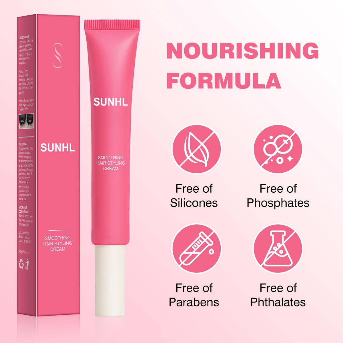 Sunnyholiday Styling Cream for Hair – Taming Wand 3-in-1 Formula Controls Flyaways, Smooths Frizz & Styles Edges – Lightweight Hold, No Flaking – Slick Back Hair Products for All Hair Types (0.6 oz) - görsel 5